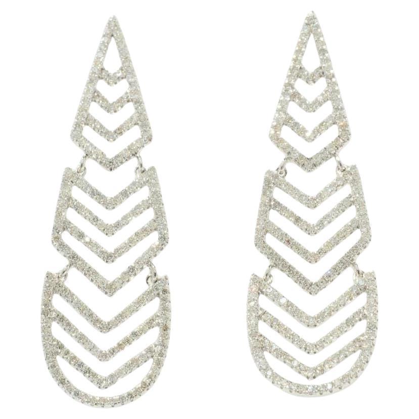 Wedding Chandelier Diamond Dangle Earrings in 14k Solid Gold (Certified)