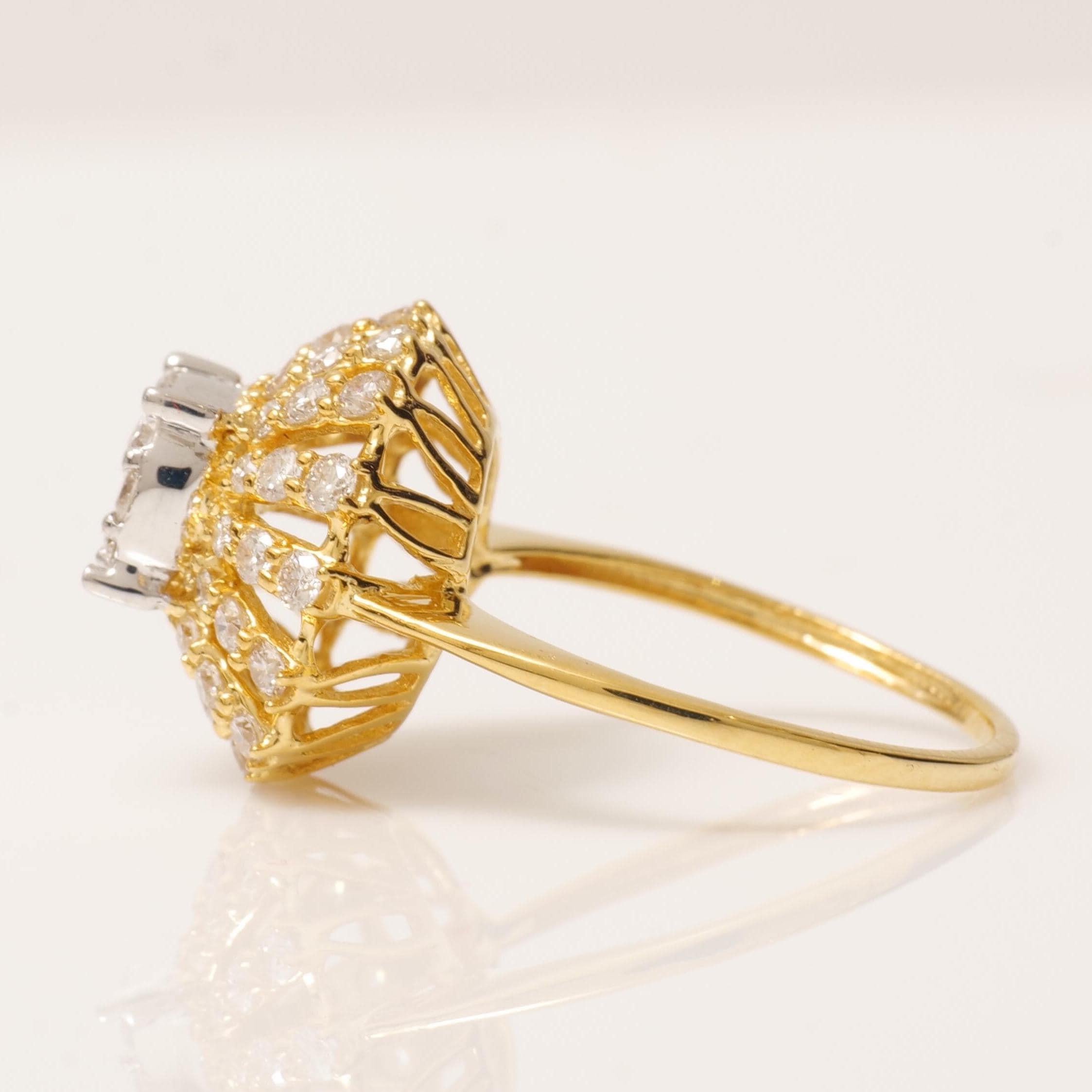 Cluster-Illusions-Diamantring aus 14k massivem Gold (zertifiziert) Damen im Angebot