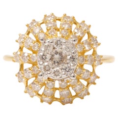 Cluster Illusion Natural Diamond Ring in 14k Solid Gold (Certified)