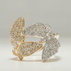 Butterfly Diamond Wrap Ring in 14K Solid Gold (Certified)
