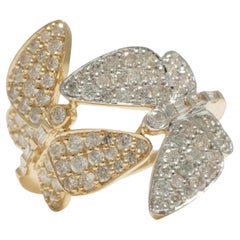 Butterfly Natural Diamond Wrap Ring in 14K Solid Gold (Certified)