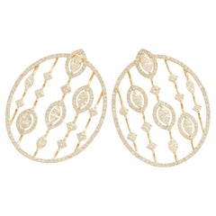 Pendientes de oro macizo de 14k con diamantes en forma de círculo abierto (certificados)