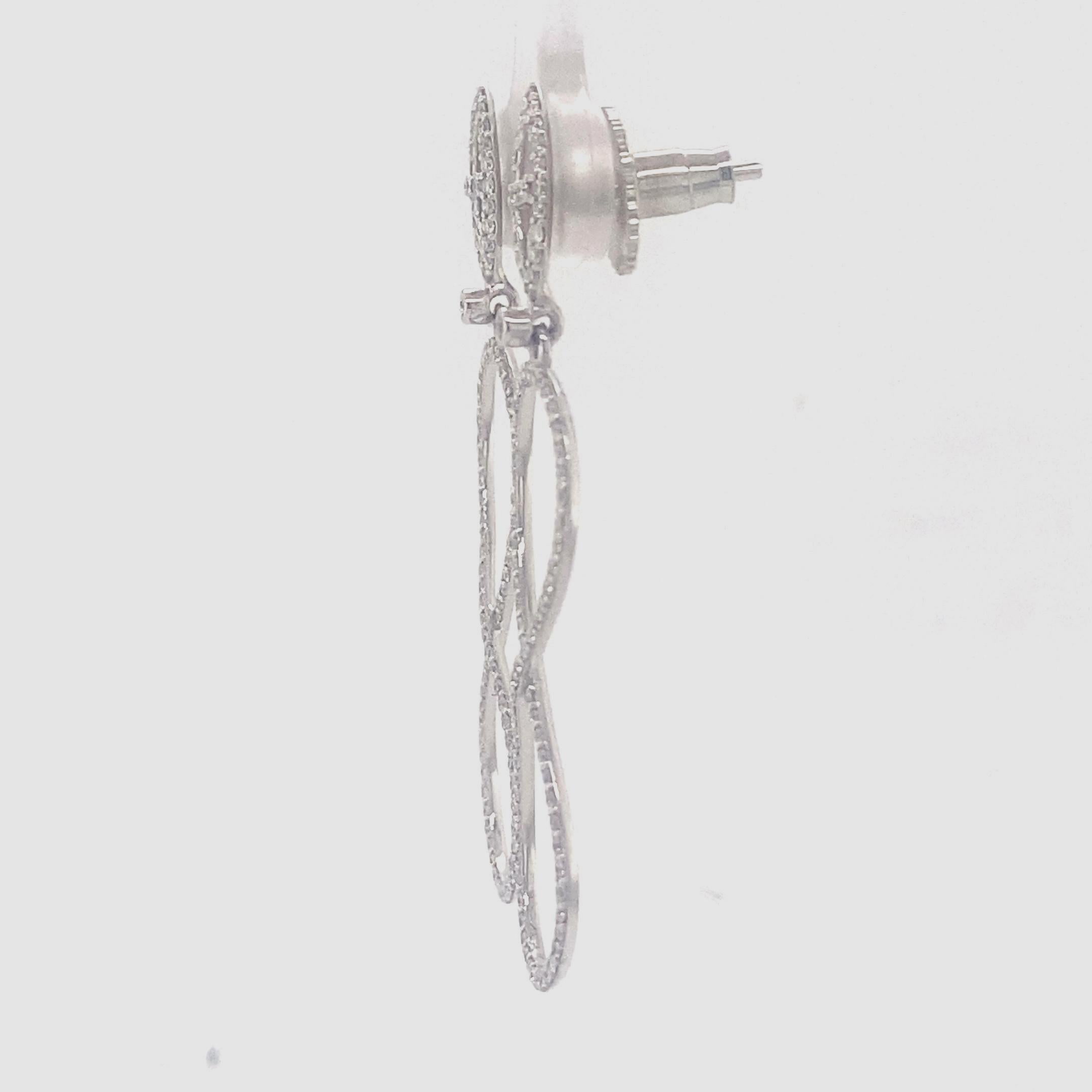 Boucles d'oreilles pendantes en or massif 14K (certifié) avec diamant à l'infini en vente 2