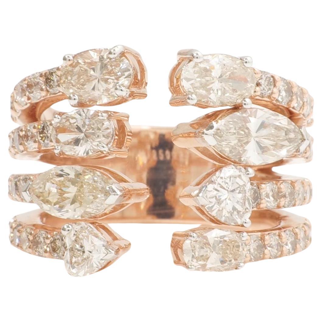 Pear
Oval Natural Diamond Broad Open Band Ring in 14K Solid Gold (Certified)