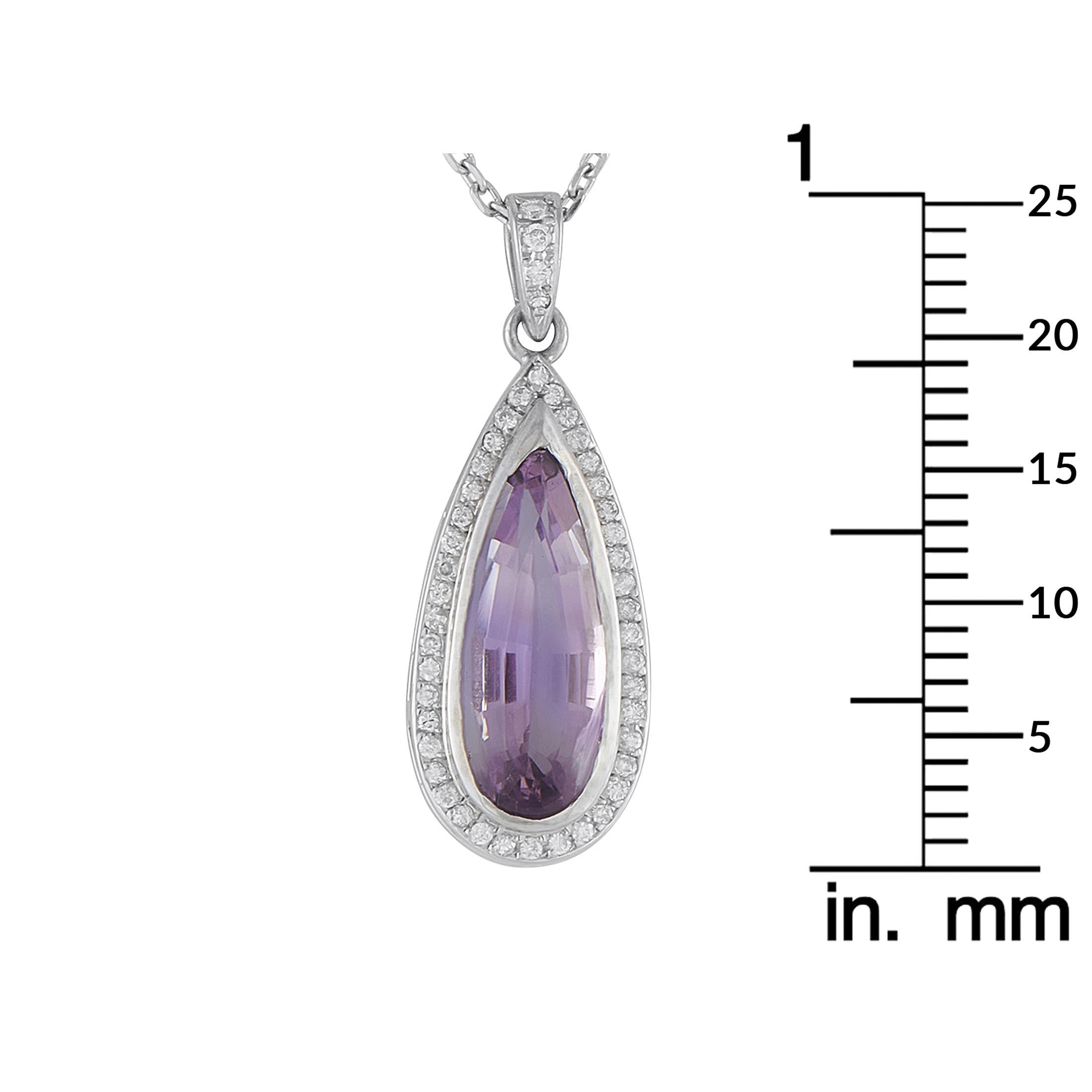 Collana con ciondolo in platino con diamante e ametista da 0,35 carati In condizioni ottime in vendita a Southampton, PA