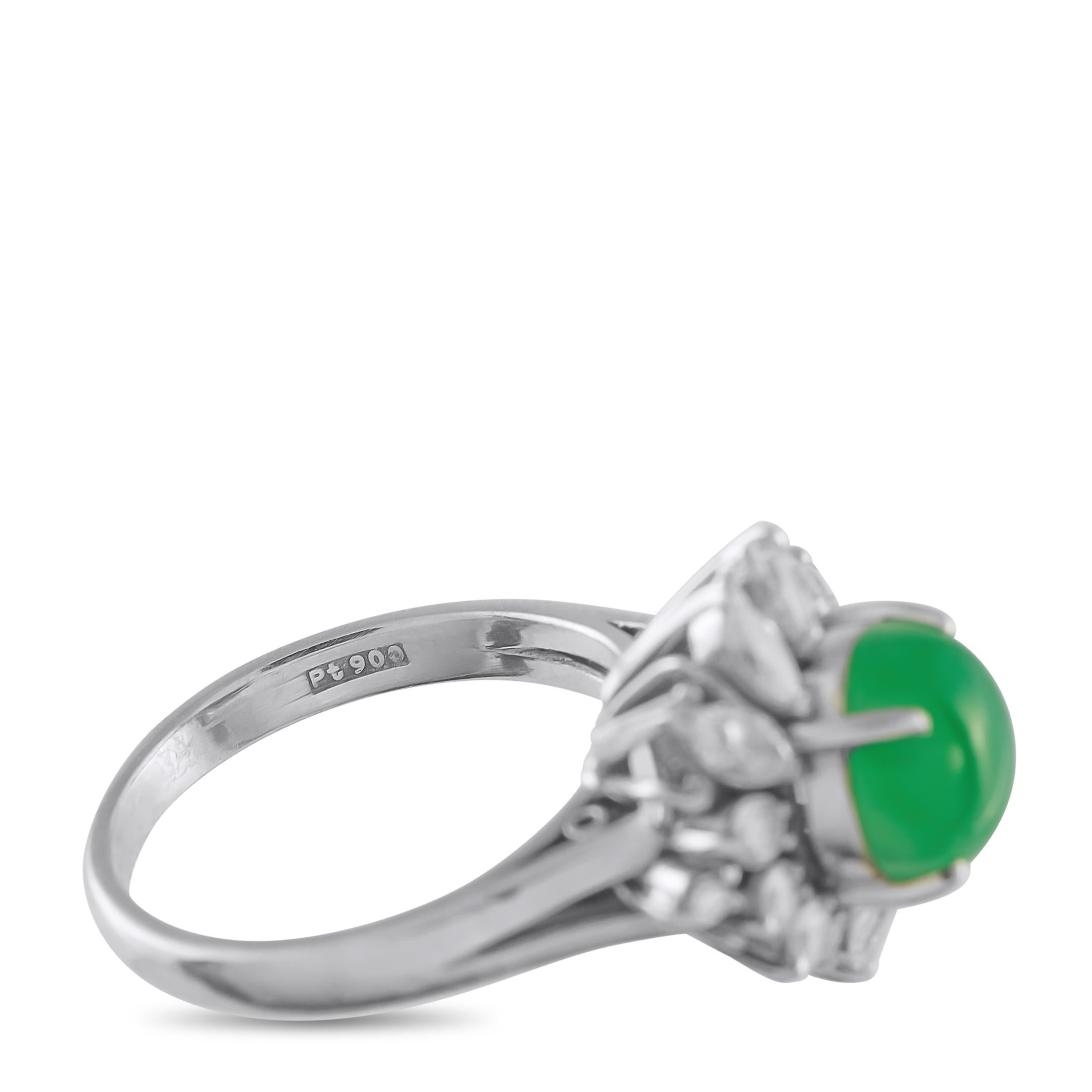 Anello in platino con diamante e giada da 0.72 carati In condizioni ottime in vendita a Southampton, PA