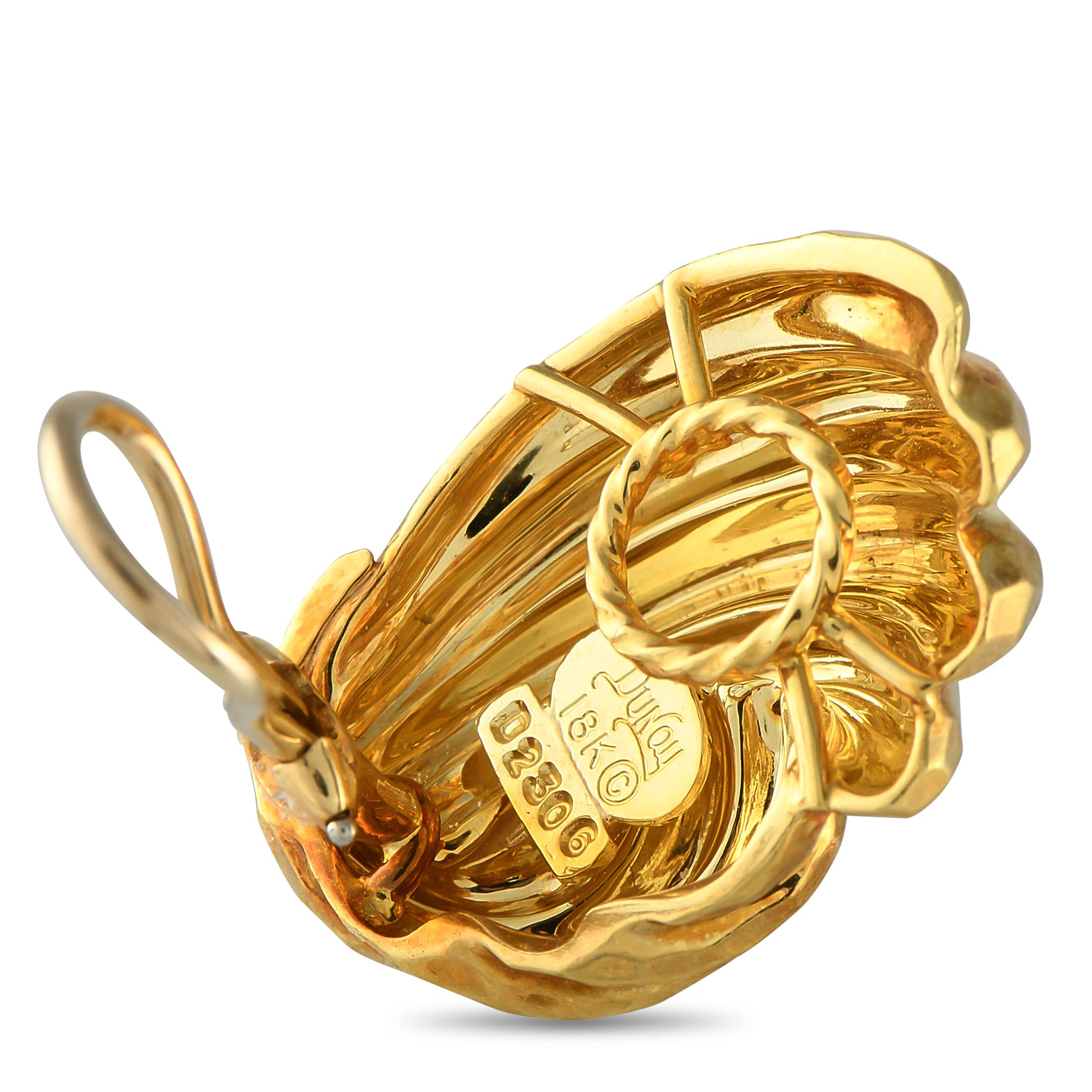 Boucles d'oreilles à pince en or jaune 18K de Henry Dunay Excellent état - En vente à Southampton, PA
