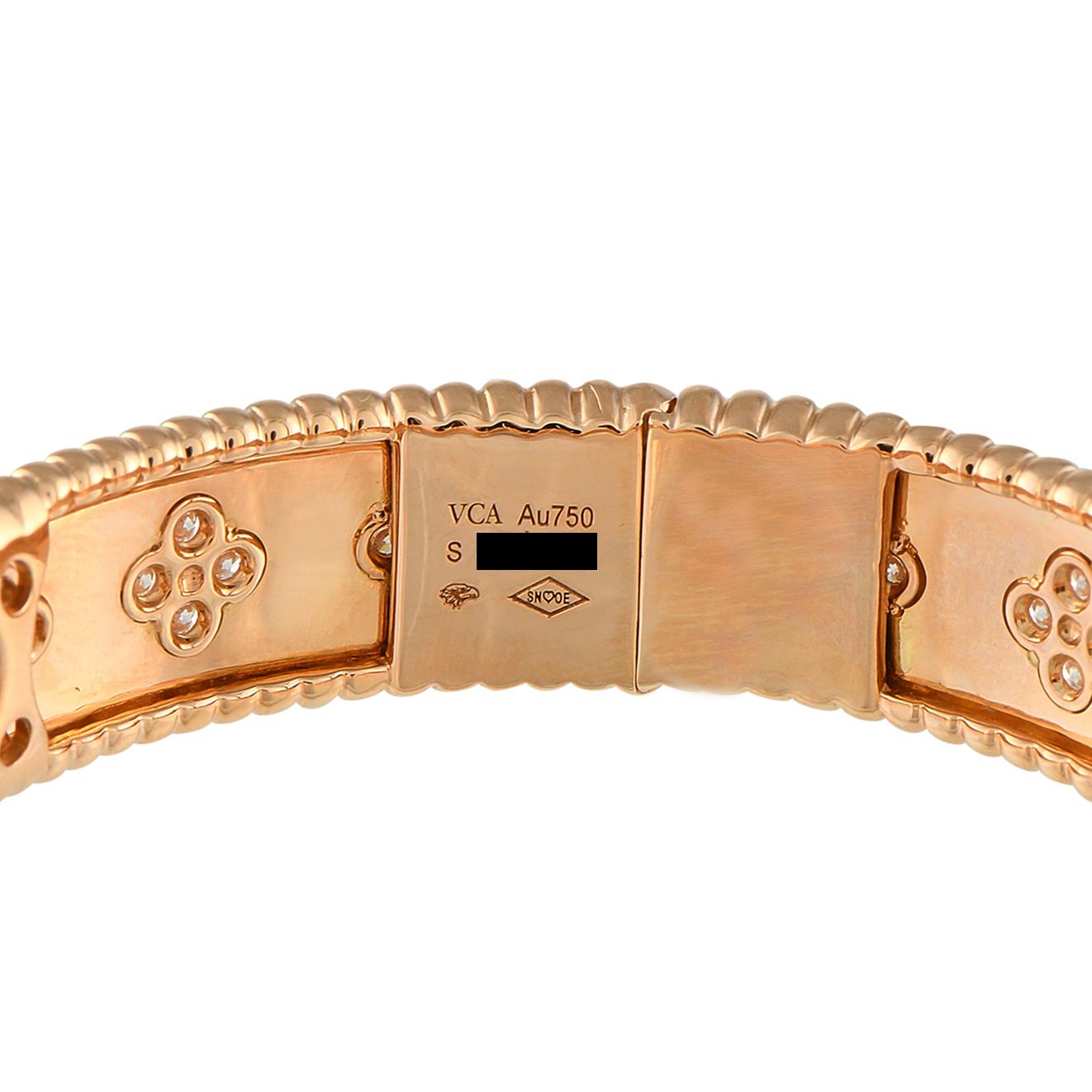 Van Cleef & Arpels Tréboles de oro rosa de 18 quilates Pulsera de diamantes Talla pequeña en Excelente estado para la venta en Southampton, PA