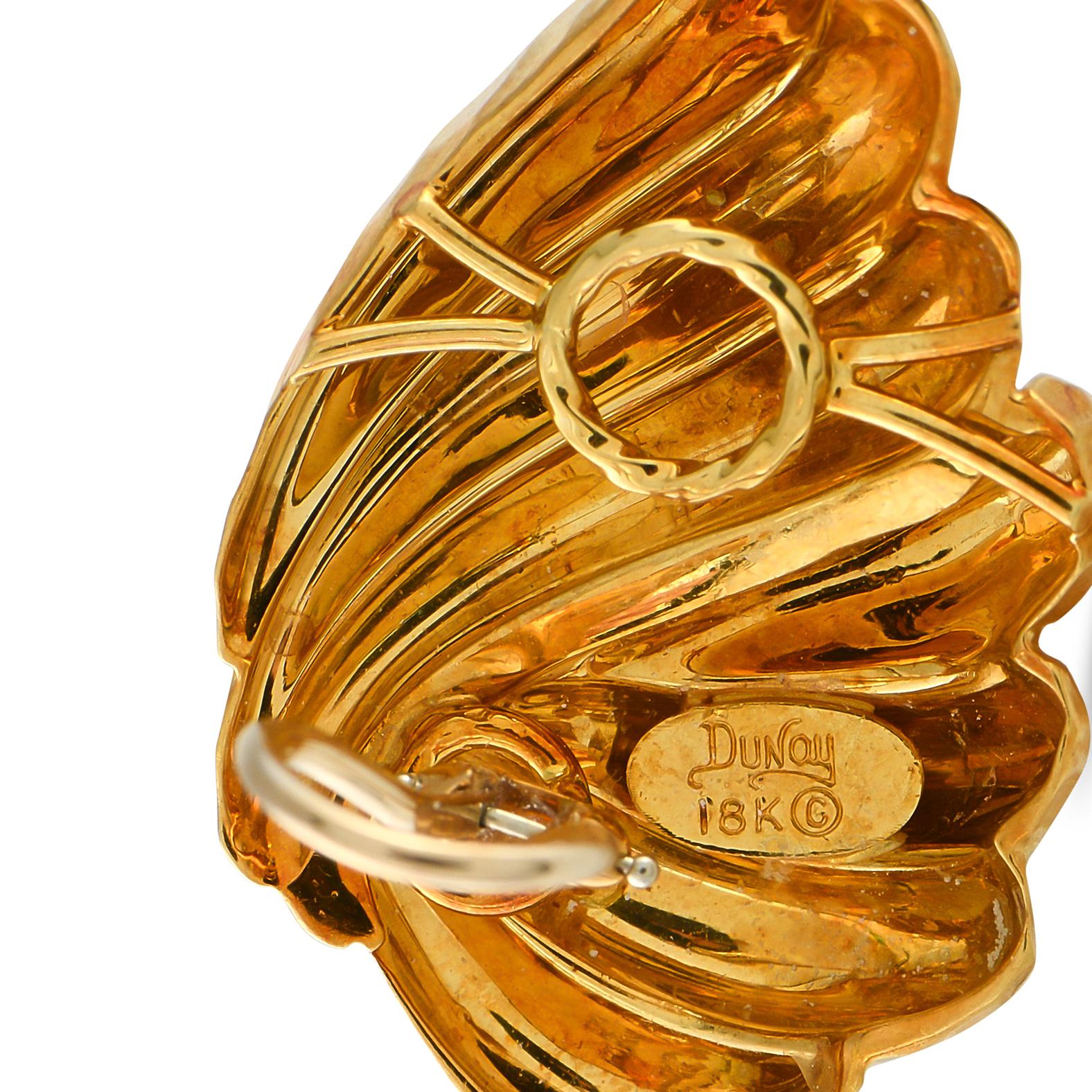Boucles d'oreilles à pince en or jaune 18K de Henry Dunay Excellent état - En vente à Southampton, PA