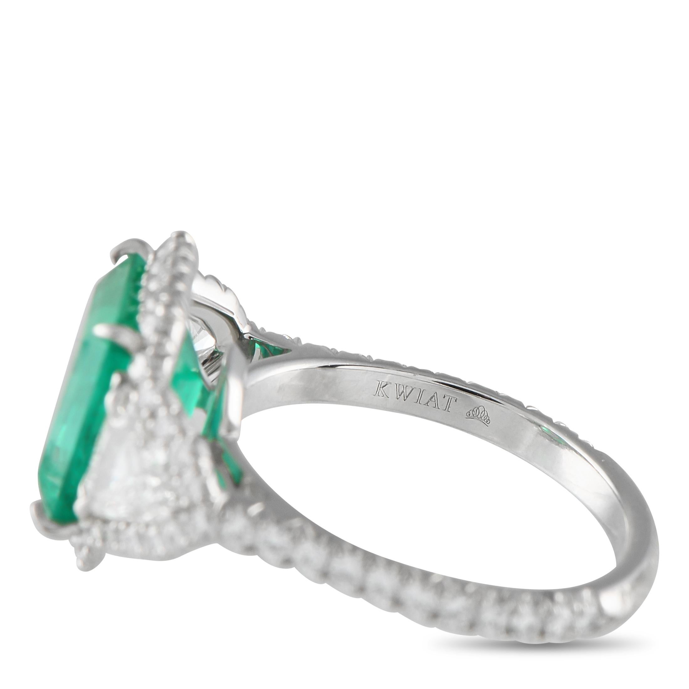 Anello Kwiat in platino con diamante e smeraldo da 1,0 carati In condizioni ottime in vendita a Southampton, PA
