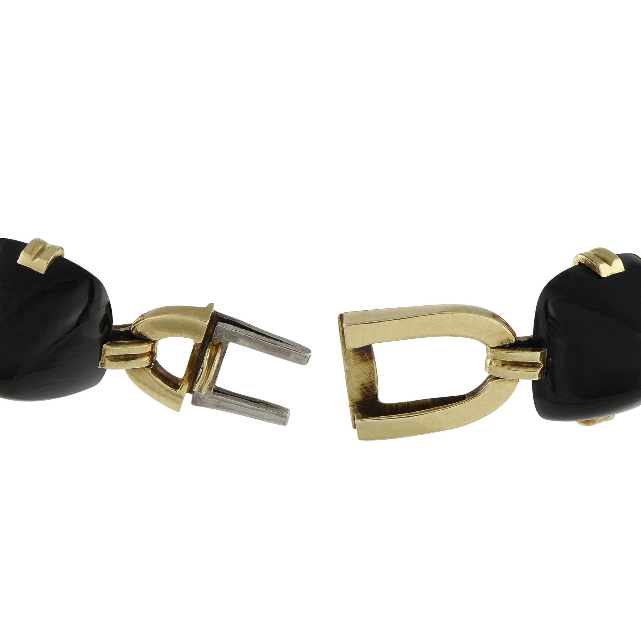 Charles keller & Co Charles Keller & Co Deco Pulsera de oro amarillo de 14 quilates con piedras preciosas en Excelente estado para la venta en Southampton, PA