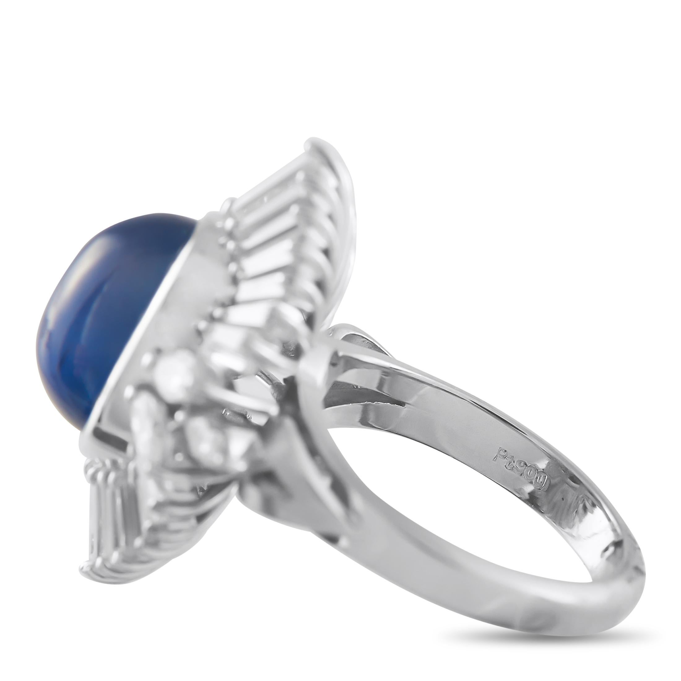 Anello Ballerina in platino con diamante e zaffiro da 1.84 ct. In condizioni ottime in vendita a Southampton, PA