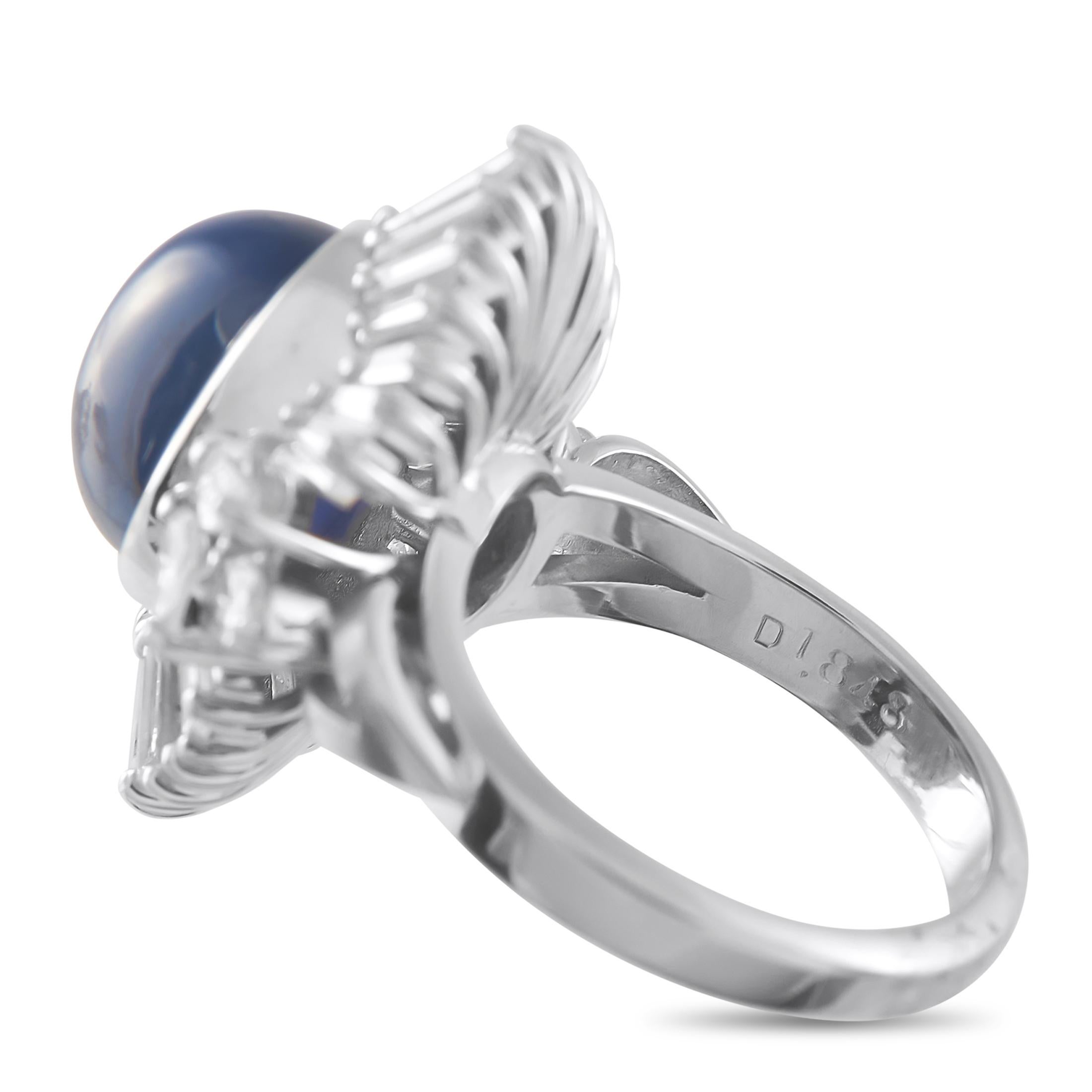Donna Anello Ballerina in platino con diamante e zaffiro da 1.84 ct. in vendita