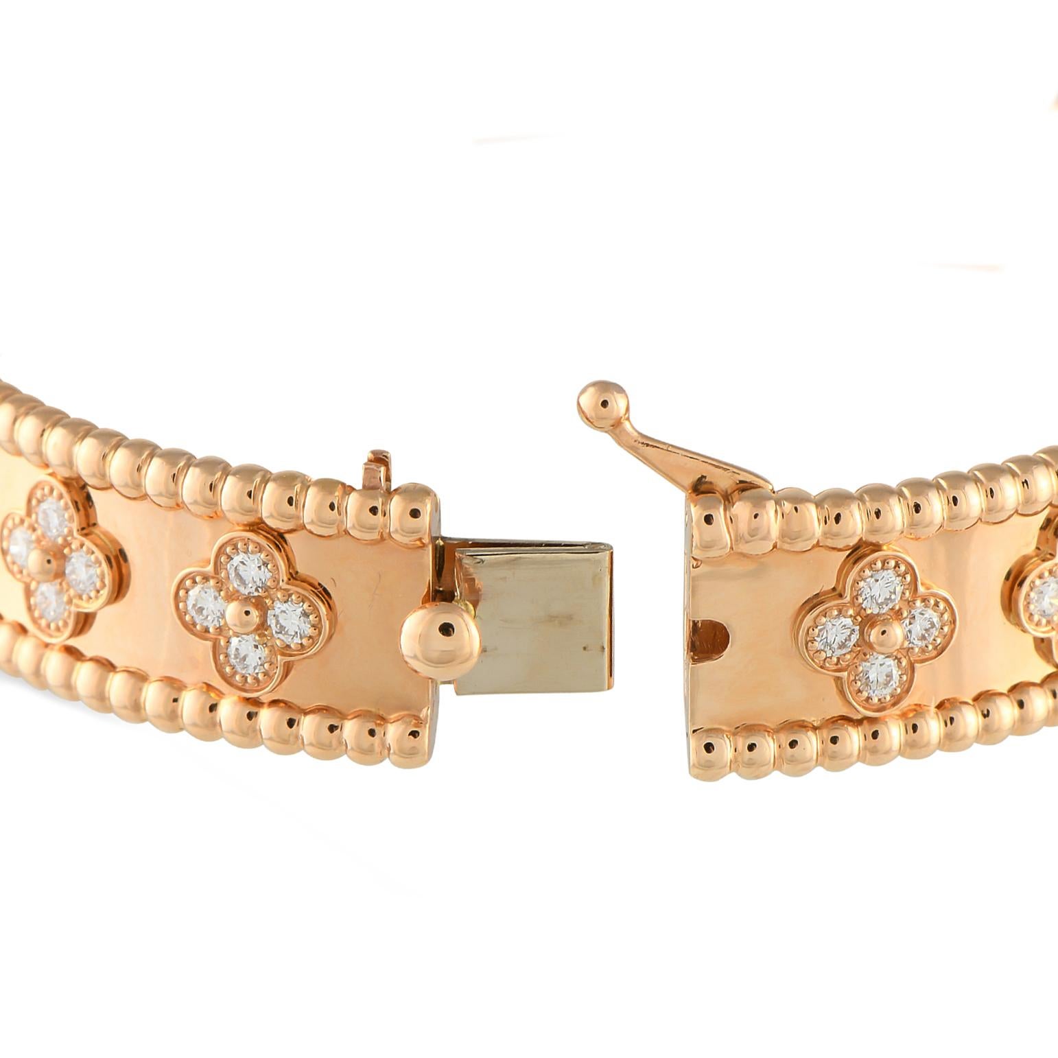 Van Cleef & Arpels Perle Pulsera de diamantes de oro rosa de 18 quilates Talla pequeña Corte redondo en venta