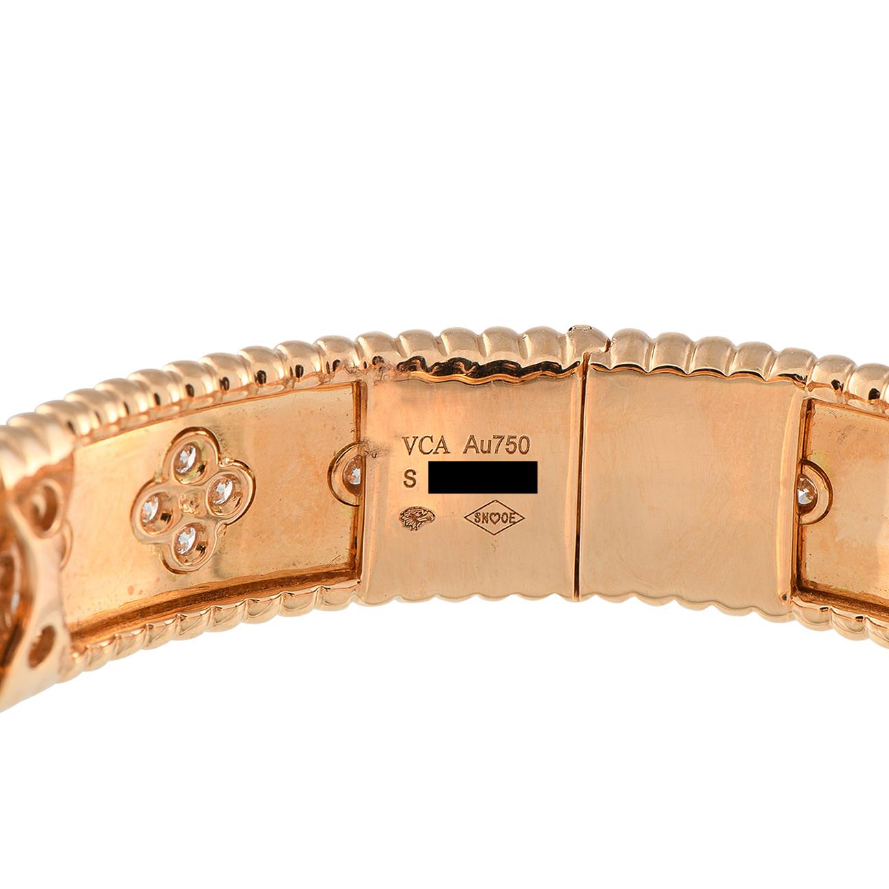 Van Cleef & Arpels Perle Pulsera de diamantes de oro rosa de 18 quilates Talla pequeña en Excelente estado para la venta en Southampton, PA