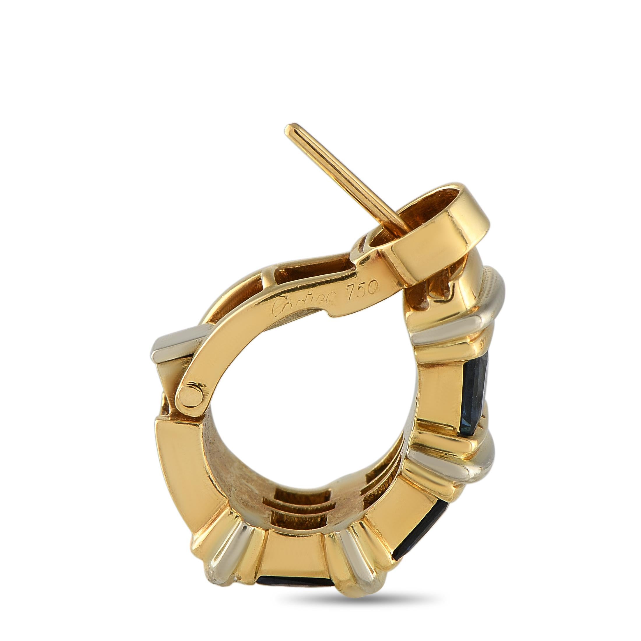 Taille mixte Boucles d'oreilles saphir en or jaune 18K de Cartier en vente