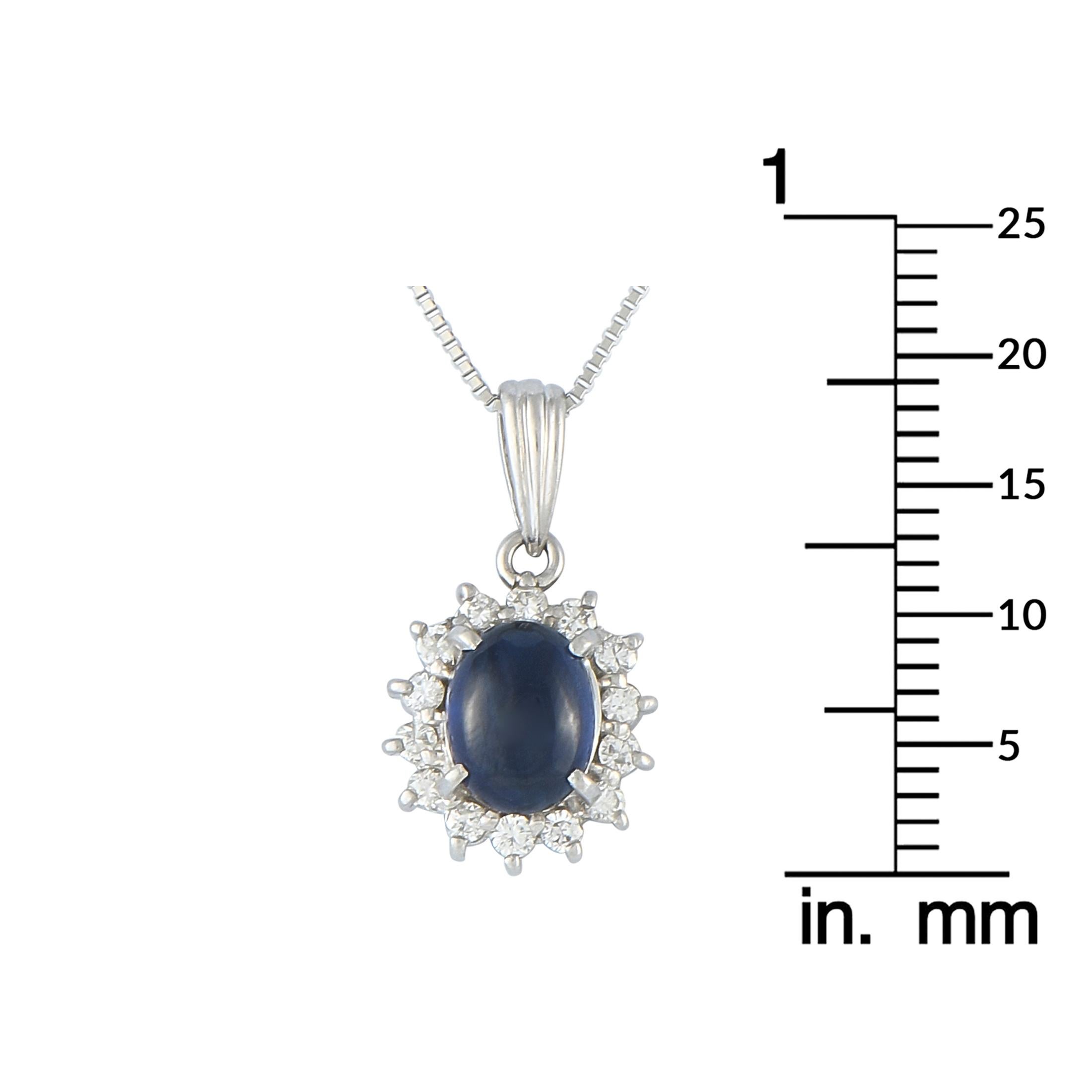 Collier ovale en platine avec 0,26ct de diamant et saphir Excellent état - En vente à Southampton, PA