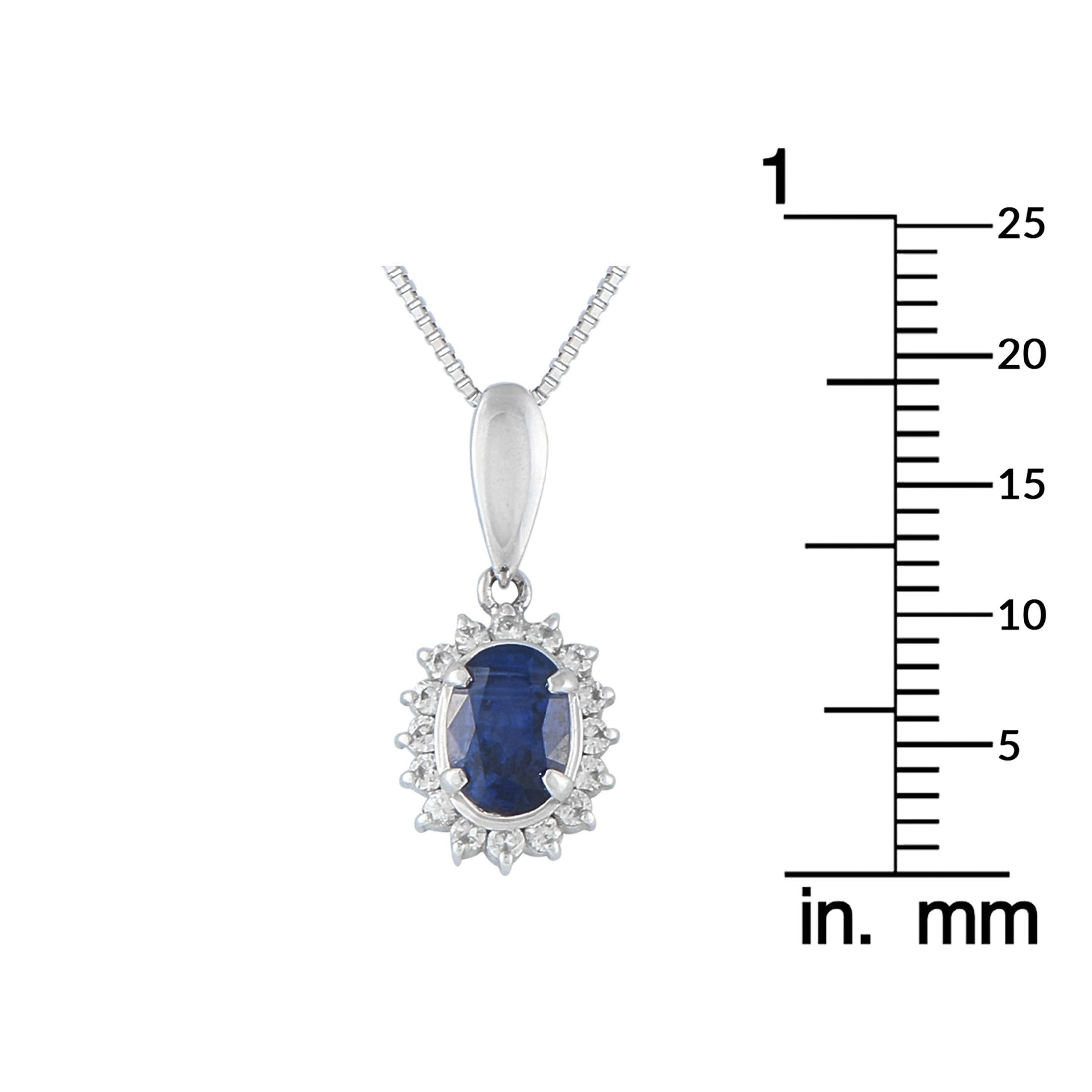 Platin 0,19ct Diamant und Saphir Anhänger Halskette im Zustand „Hervorragend“ im Angebot in Southampton, PA