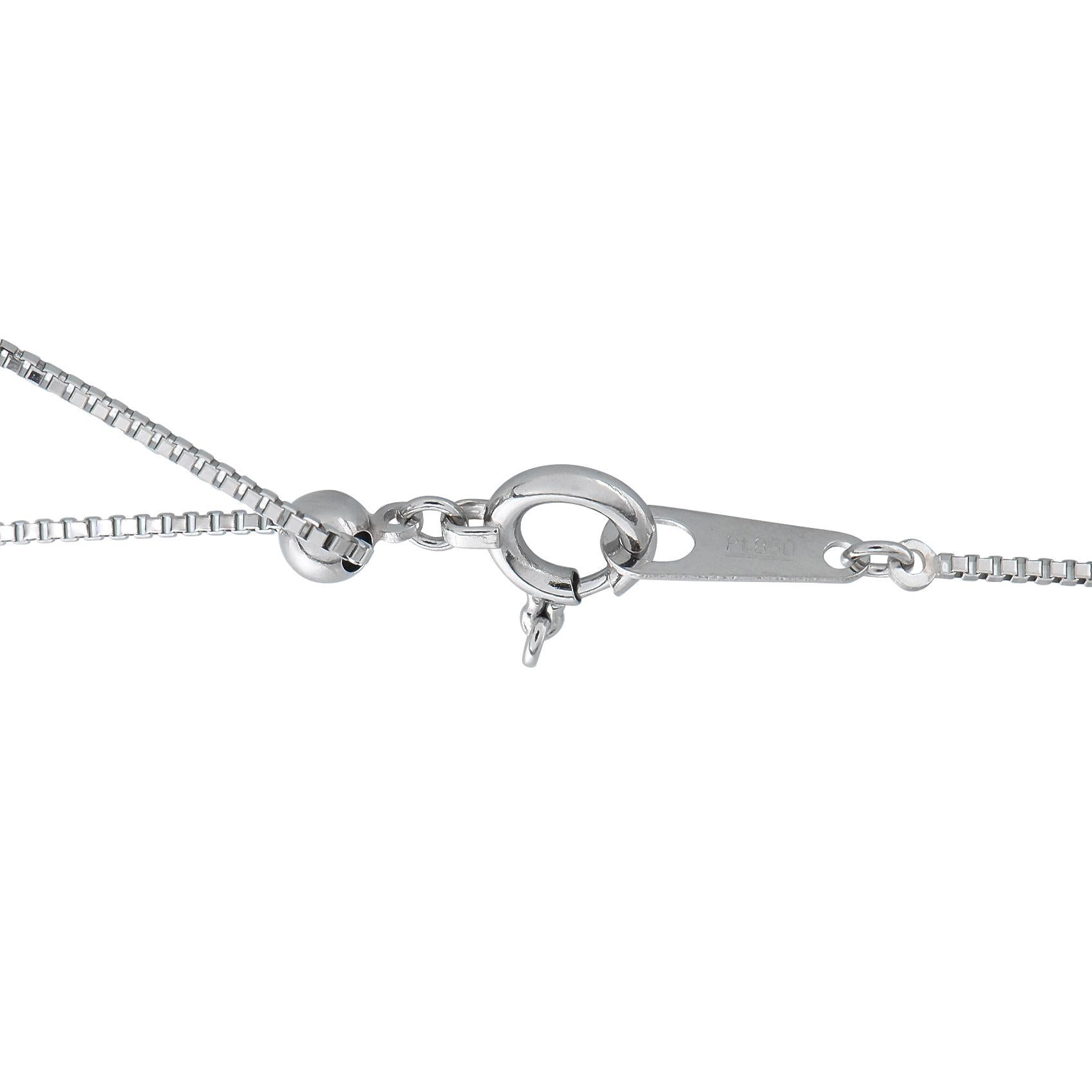 Taille ronde Collier en platine 0,40 ct de diamant et saphir en vente