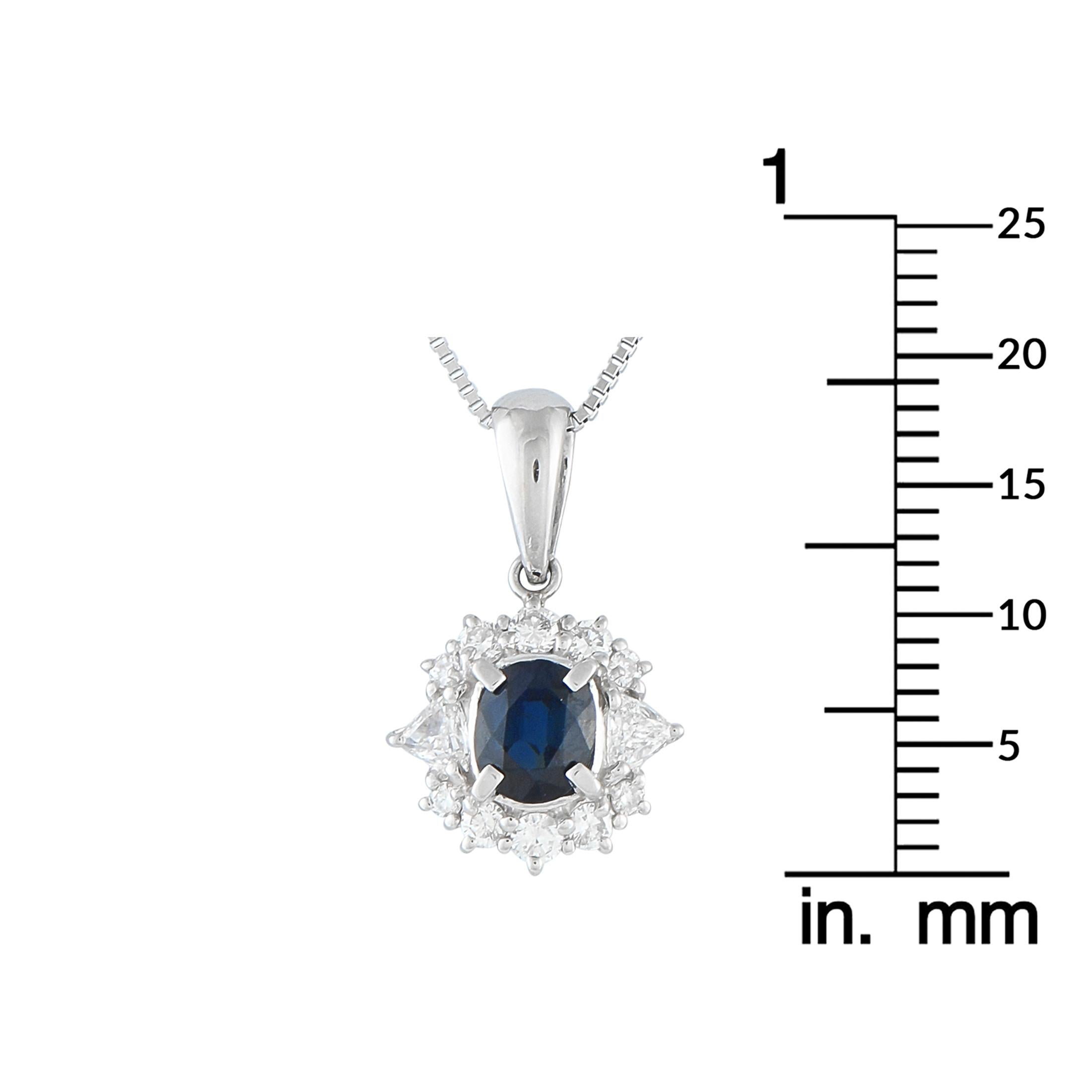 Collier en platine 0,40 ct de diamant et saphir Excellent état - En vente à Southampton, PA