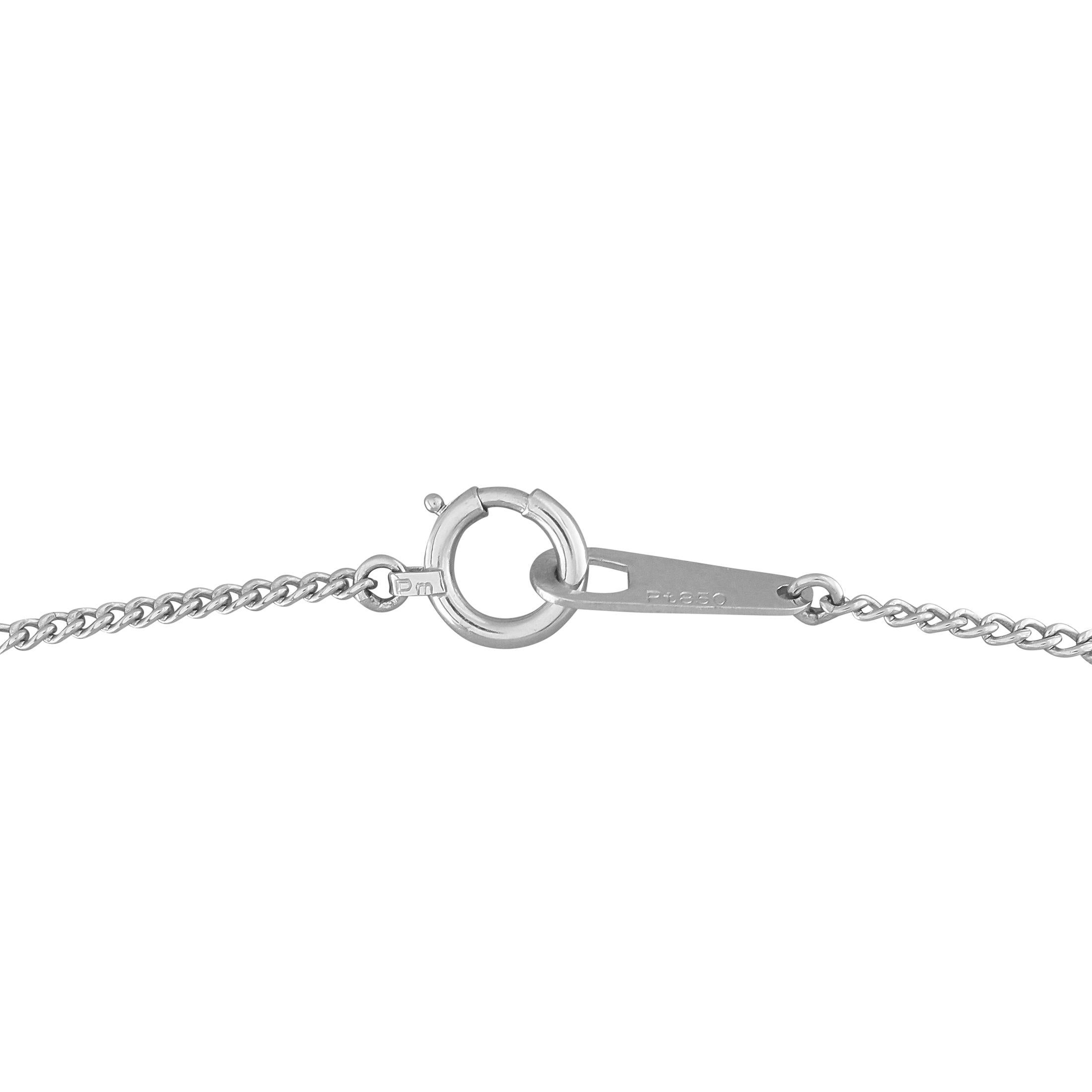 Taille ronde Collier en platine 0,31 ct de diamant et saphir en vente
