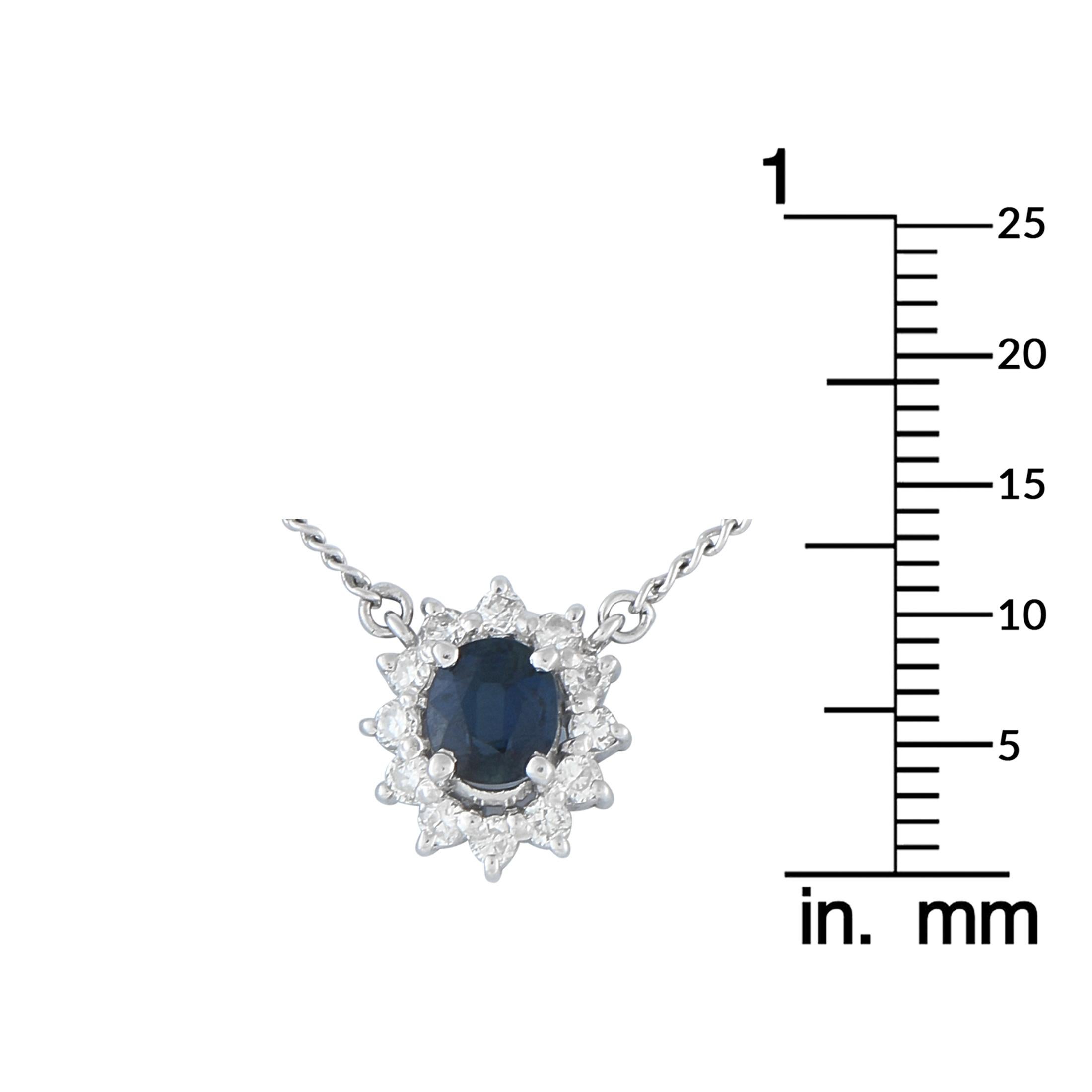 Collier en platine 0,31 ct de diamant et saphir Excellent état - En vente à Southampton, PA