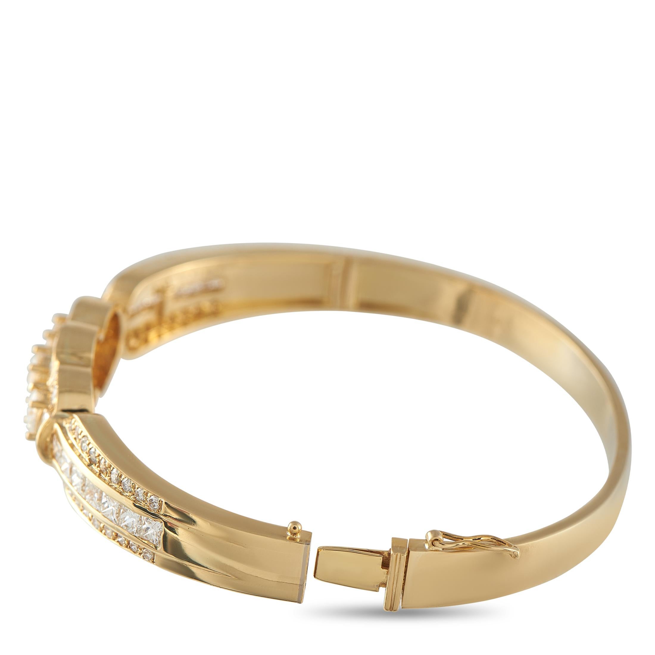 Taglio rotondo Bracciale in oro giallo 18 carati con 3,60 carati di diamanti in vendita