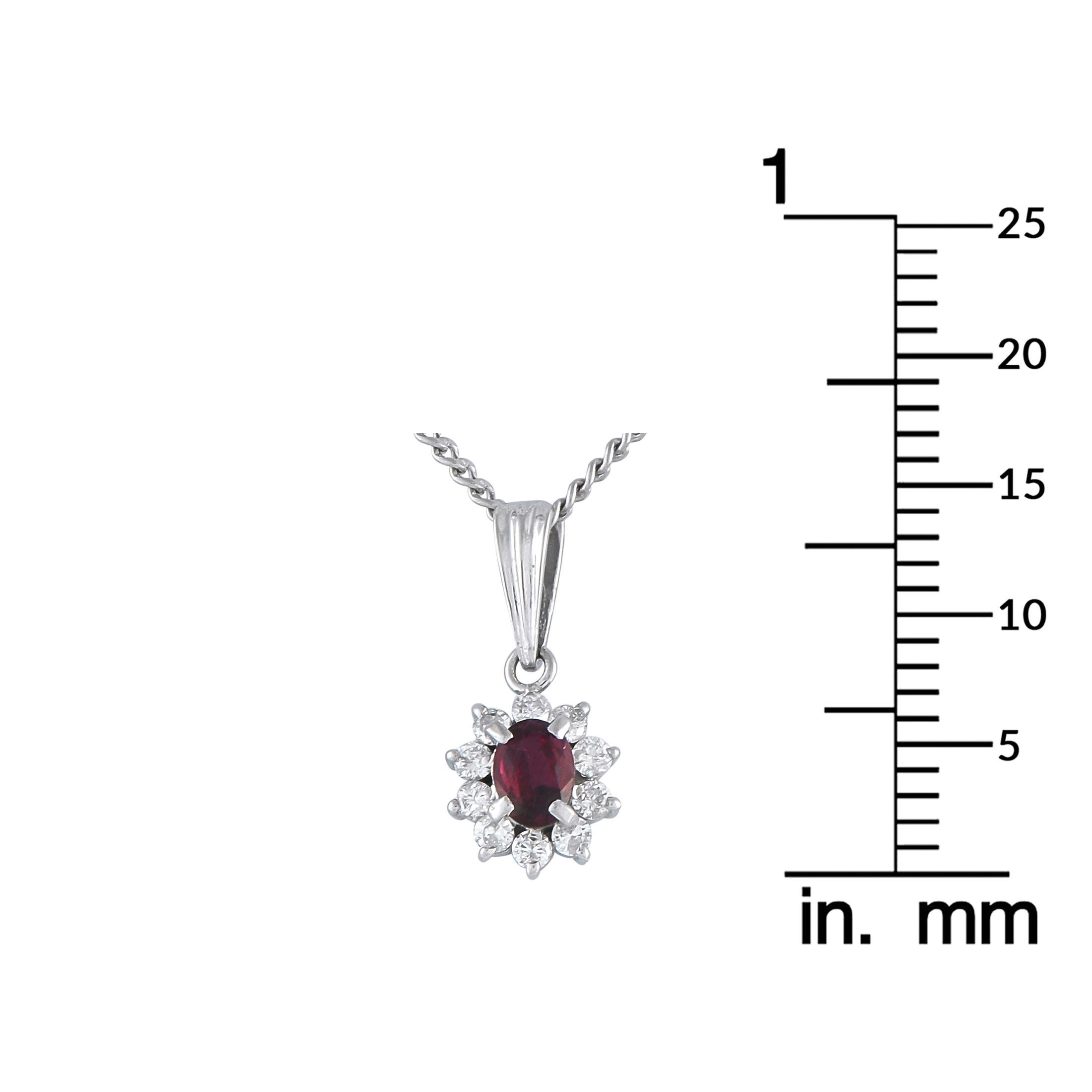 Collier en platine 0,14ct diamant et rubis Excellent état - En vente à Southampton, PA