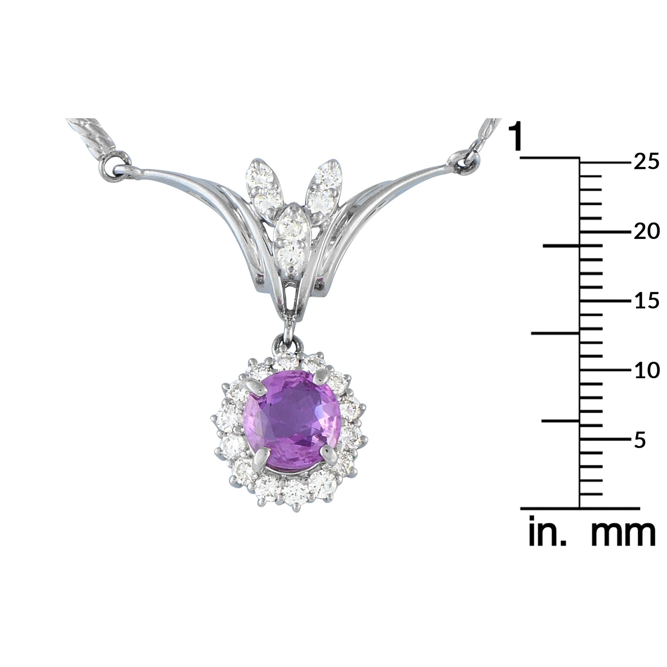 18K Weißgold 0,64ct Diamant und Saphir Halskette im Zustand „Hervorragend“ im Angebot in Southampton, PA