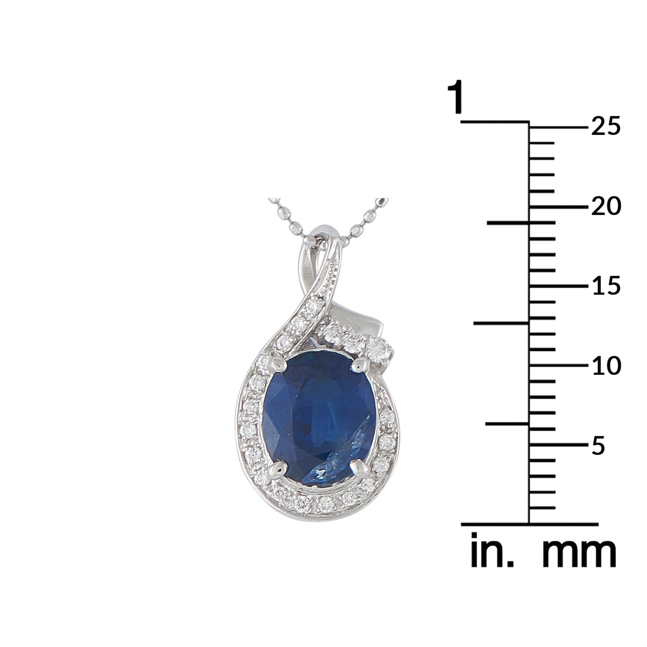 Collier en platine 0,20 ct de diamant et saphir Excellent état - En vente à Southampton, PA