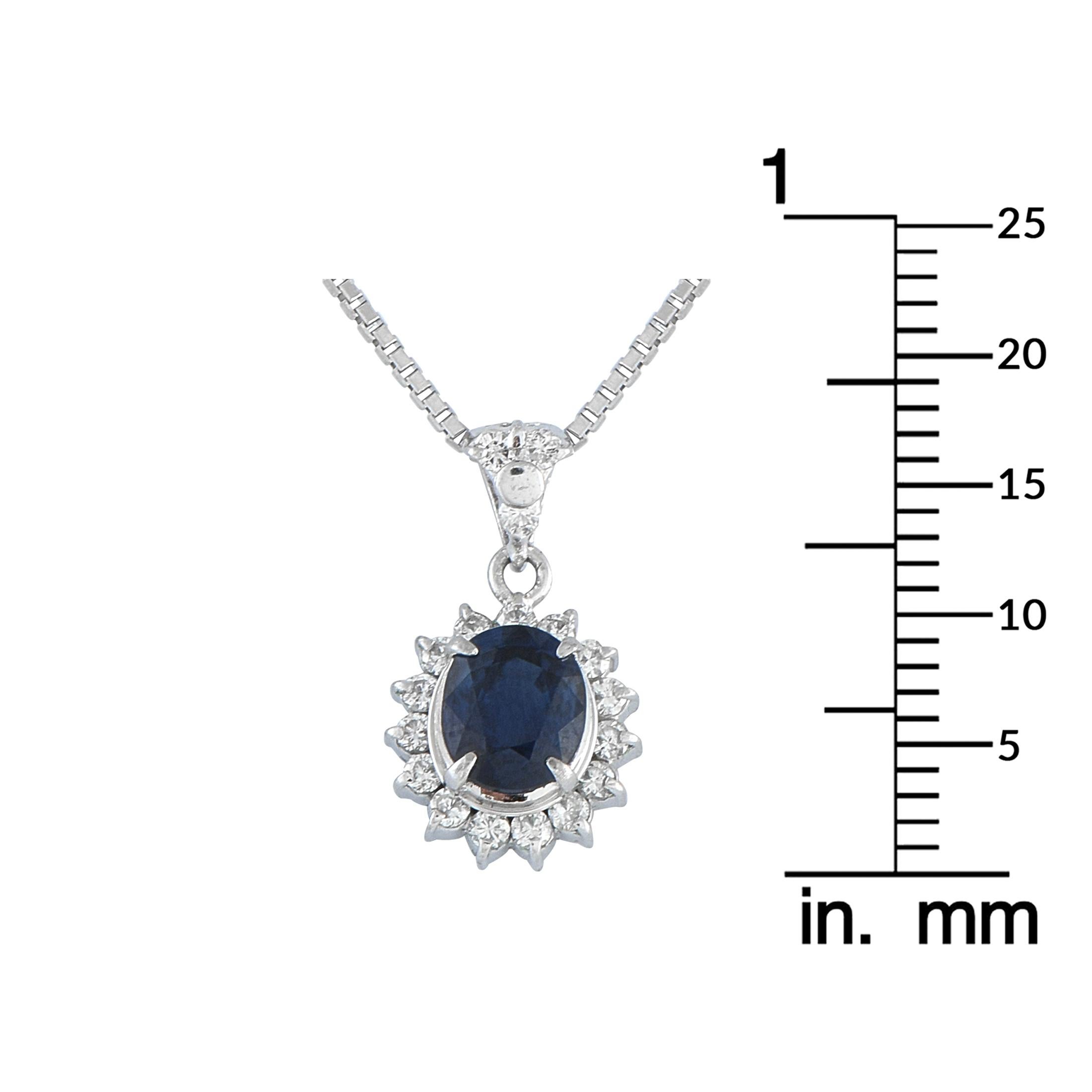 Collier en platine 0,31 ct de diamant et saphir Excellent état - En vente à Southampton, PA