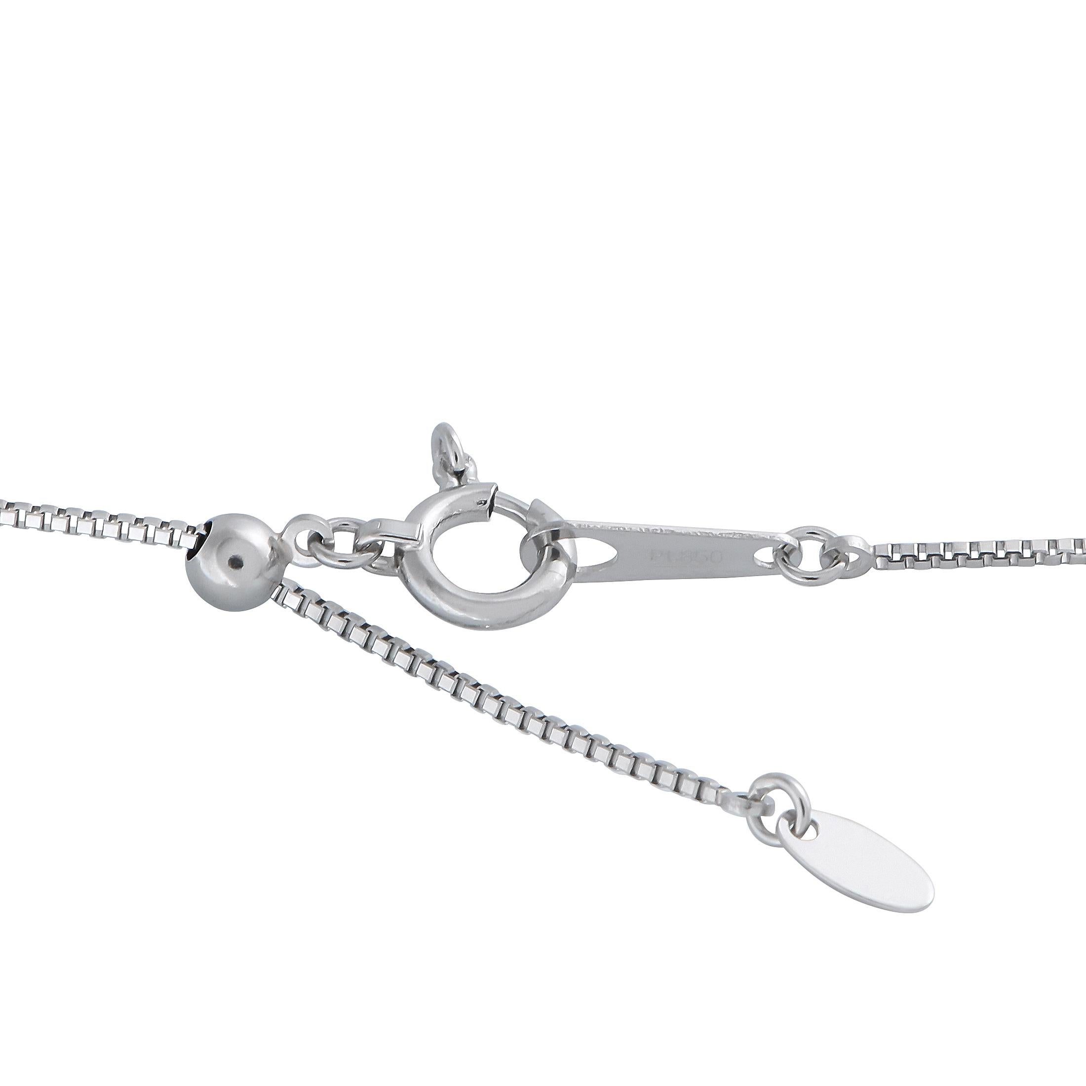 Platin 0,33ct Diamant und Saphir Box Kette Halskette (Rundschliff) im Angebot