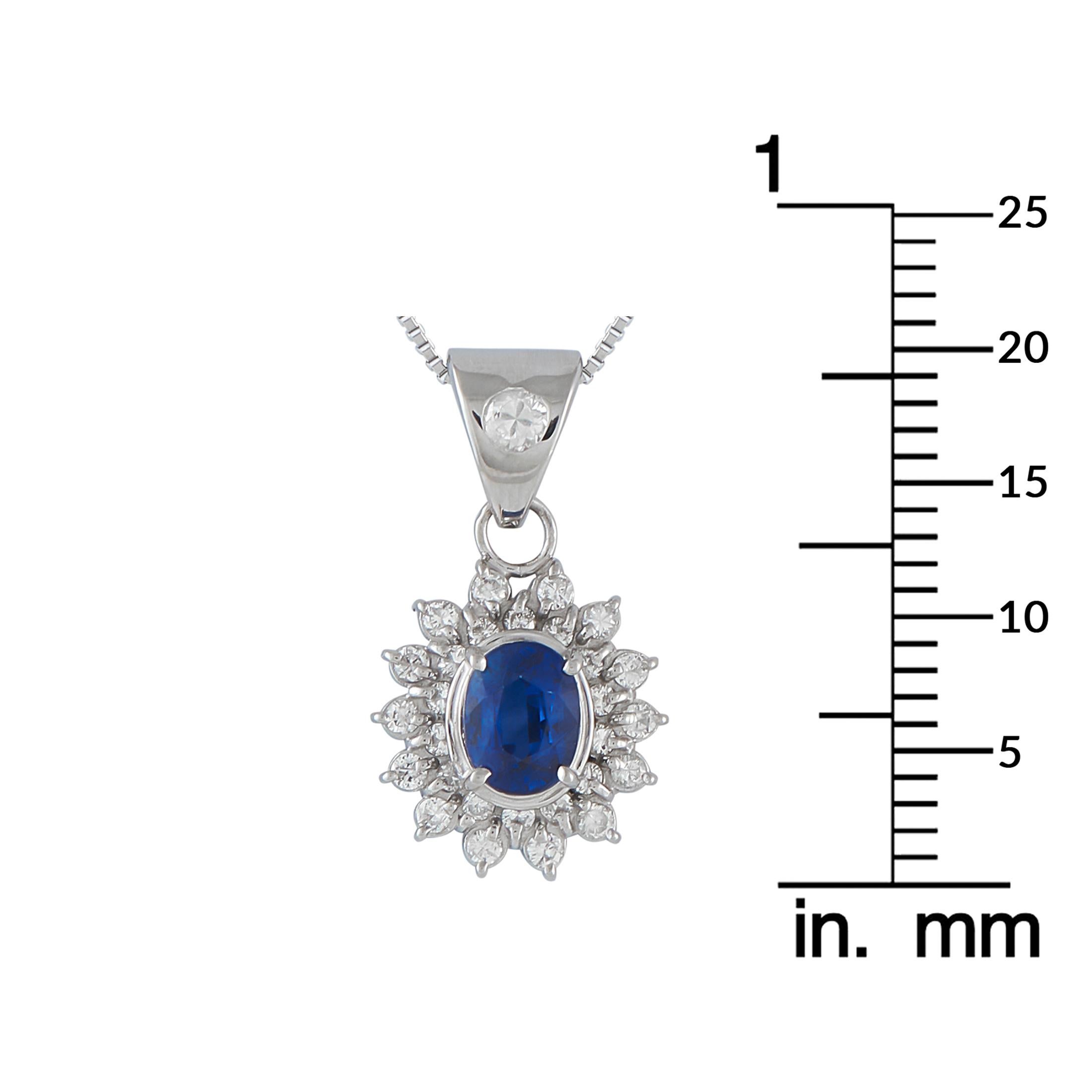 Collier en platine 0,45 ct de diamant et saphir Excellent état - En vente à Southampton, PA