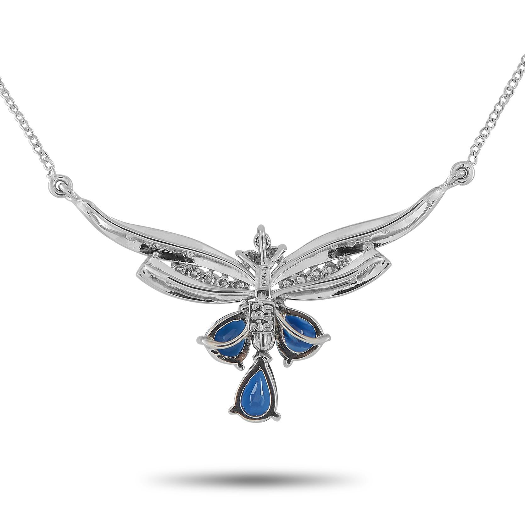 Platin 0,40ct Diamant und Saphir Art Deco Halskette im Zustand „Hervorragend“ im Angebot in Southampton, PA
