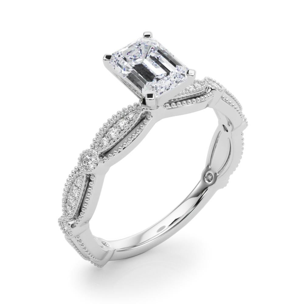 GIA 2,20 Karat Vintage Smaragd Milgrain Band 18K Weißgold Diamantring Damen