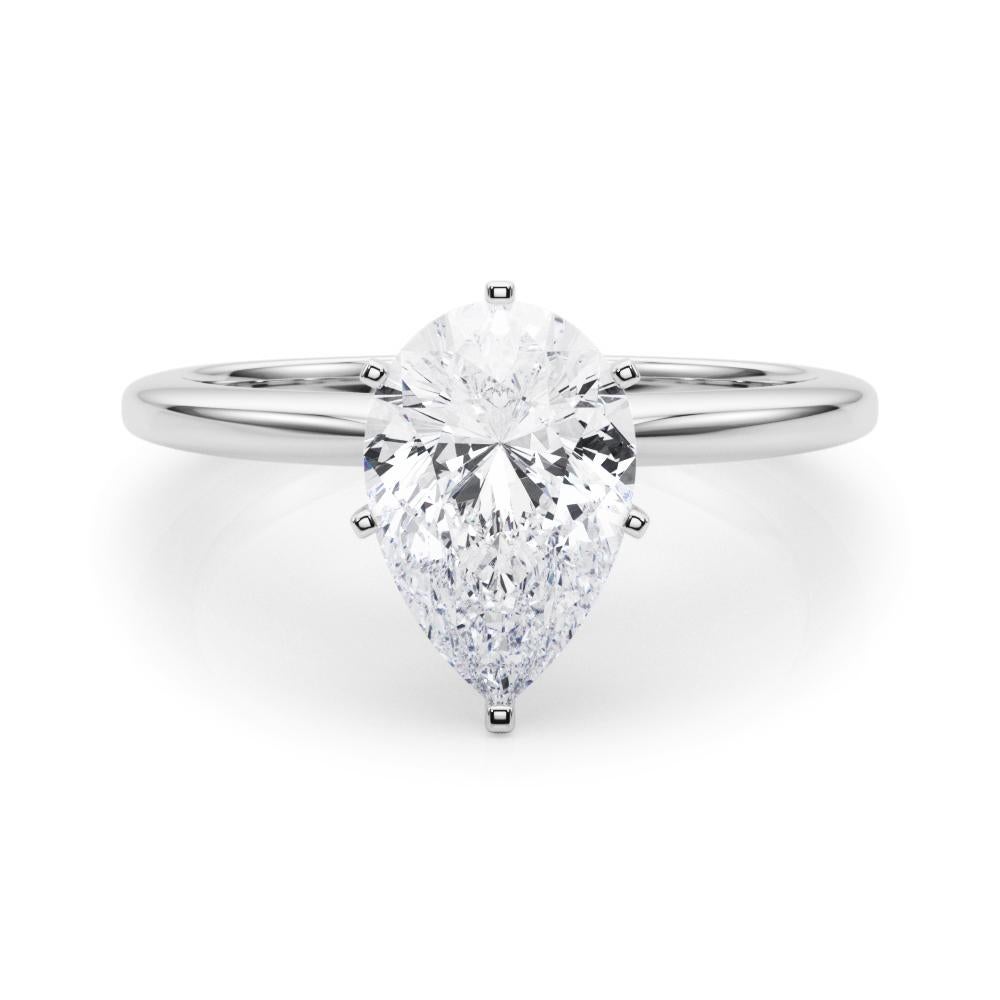 GIA 3.01 Carat Pear Prong Set Solitaire 18K White Gold Diamond Ring en vente 1