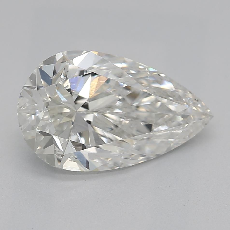Découvrez l'attrait de cette bague en platine ornée d'un magnifique diamant poire pesant 1,20. Classé H et SI2, ce diamant rayonne d'une brillance exceptionnelle, captant la lumière sous tous les angles. La pierre unique sertie met en valeur la