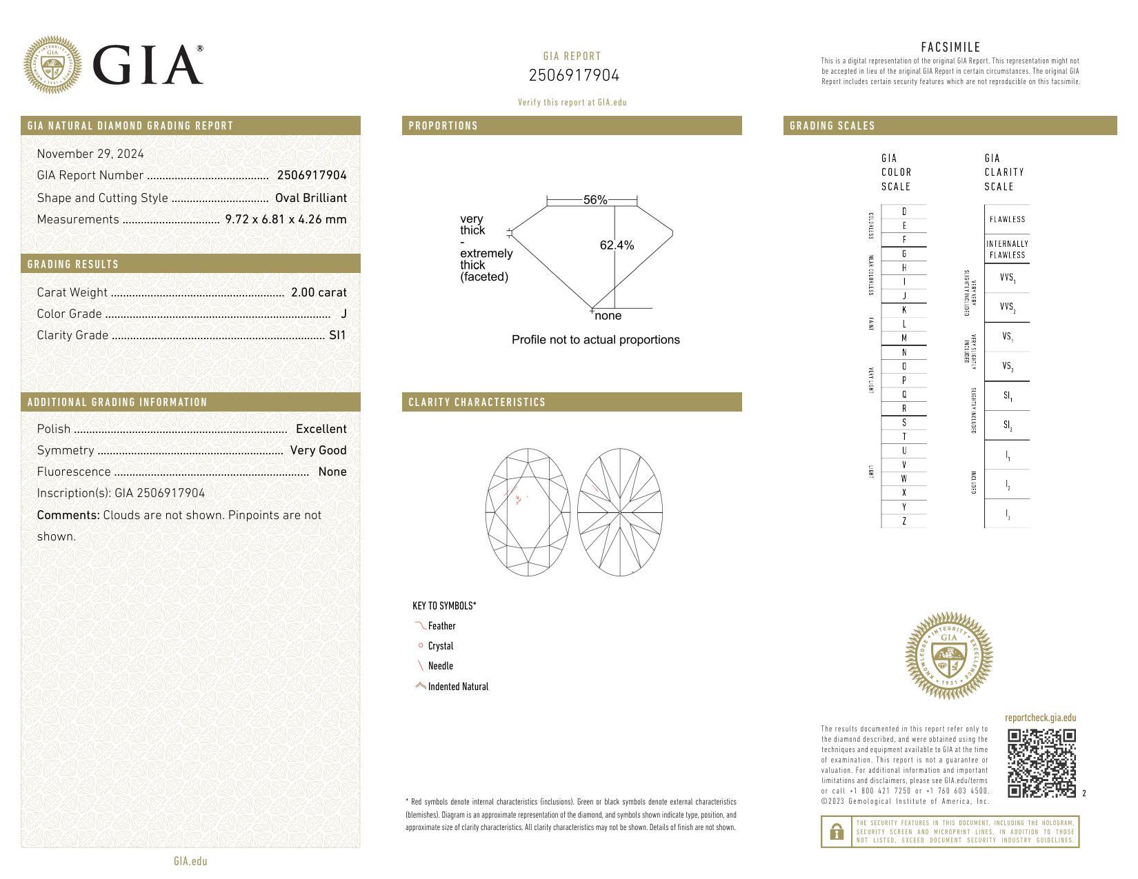 Taille ovale GIA Bague à 3 pierres en or blanc 18K avec diamants ovales et baguettes de 2,00 carats en vente