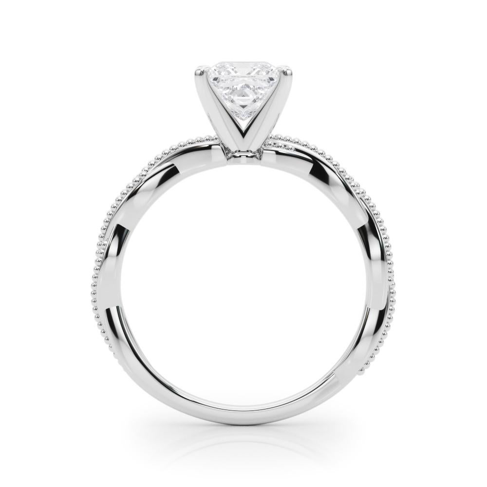 Taglio princess GIA 1,51 carati Anello con diamanti a fascia intrecciata in oro bianco 18K in vendita