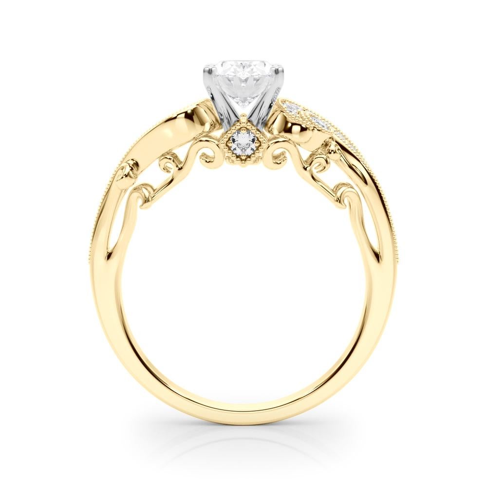 Taglio ovale GIA Anello con diamante ovale a tre pietre curve bypassate in oro giallo 18 carati da 1,20 carati in vendita