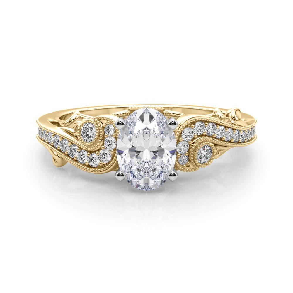 Donna GIA Anello con diamante ovale a tre pietre curve bypassate in oro giallo 18 carati da 1,20 carati in vendita