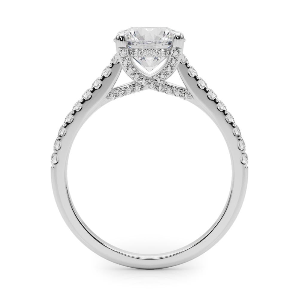 GIA 1,33 carati di diamante rotondo nascosto nella cattedrale in oro bianco 18 carati In condizioni Nuovo in vendita a New York, NY