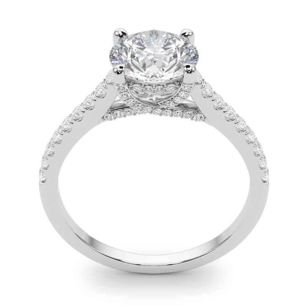 Donna GIA 1,33 carati di diamante rotondo nascosto nella cattedrale in oro bianco 18 carati in vendita