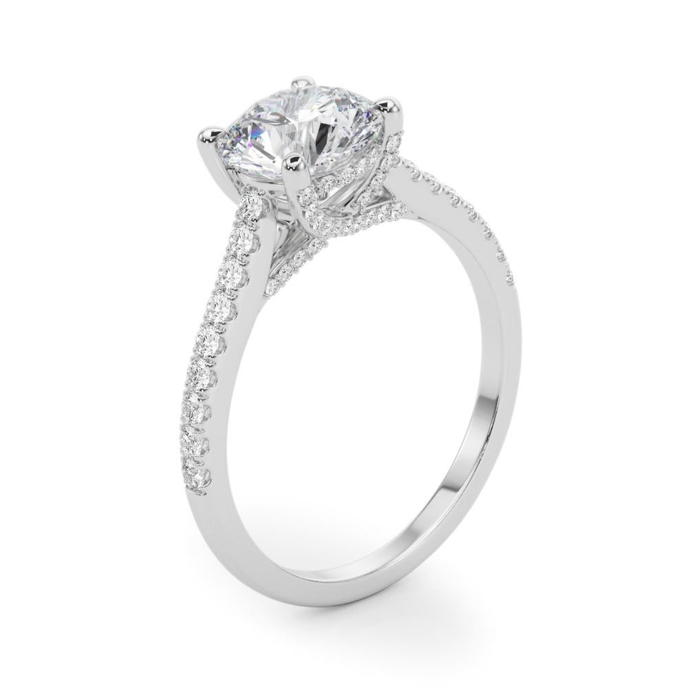 GIA 1,33 carati di diamante rotondo nascosto nella cattedrale in oro bianco 18 carati in vendita 1