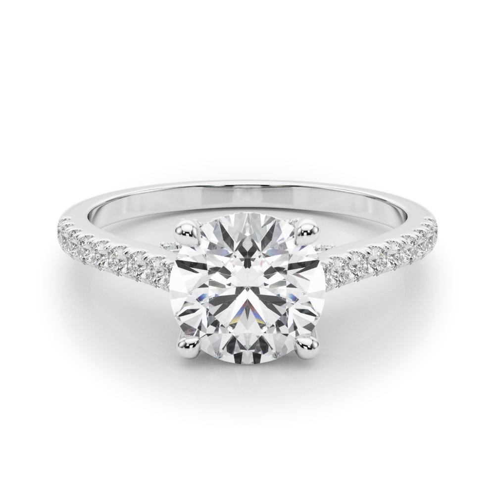 GIA 1,33 carati di diamante rotondo nascosto nella cattedrale in oro bianco 18 carati in vendita 2