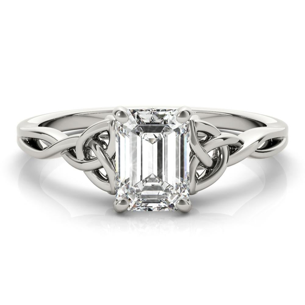 GIA 2,20 Carati Nodo Celtico Smeraldo Solitario Anello con Diamante in Platino in vendita 1