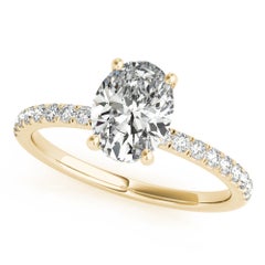 GIA 1,80 Carati Pave Hidden Halo Oval Anello di diamanti in oro giallo 18K
