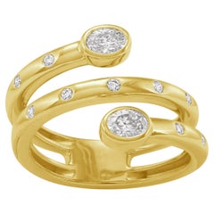 Spiral Shaped 14k Yellow Gold Ring WIth Diamonds