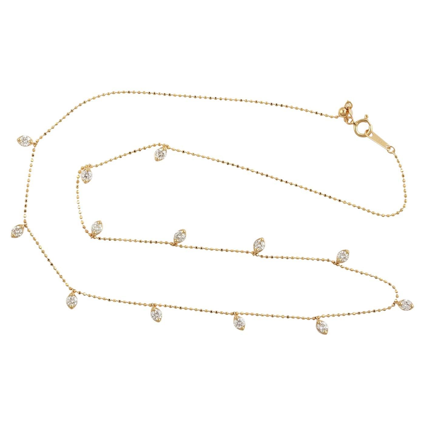Collar De Diamantes De Oro Amarillo De 18k