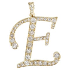 Initial E Letter Alphabet Pendant With Diamonds Made In 14k Yellow Gold